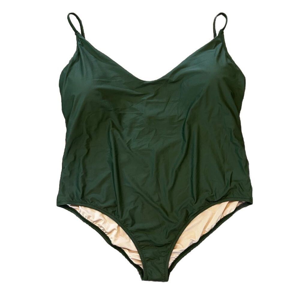 NWT J.Crew Women’s Scoop Neck One Piece Swimsuit Green Size 24